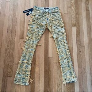New Politics Jeans Co Deadstock Denim Distressed/Flare Sandblast With Tags $128